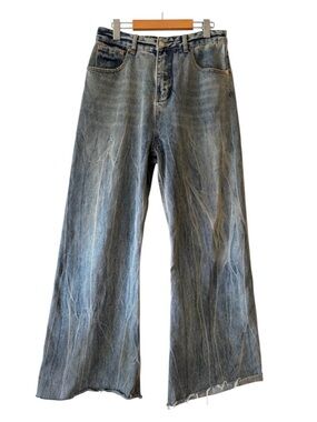 Maison Margiela Women's Baggy Bootcut Flared Jeans Size 27 Raw Hem Street Wear